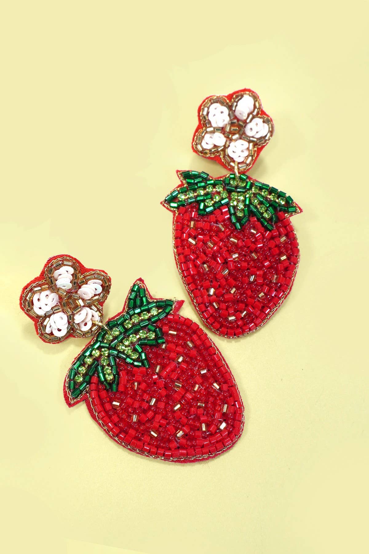 JOSSLYN by Wall to Wall - STRAWBERRY SEED BEADED DROP EARRINGS | 91E5590