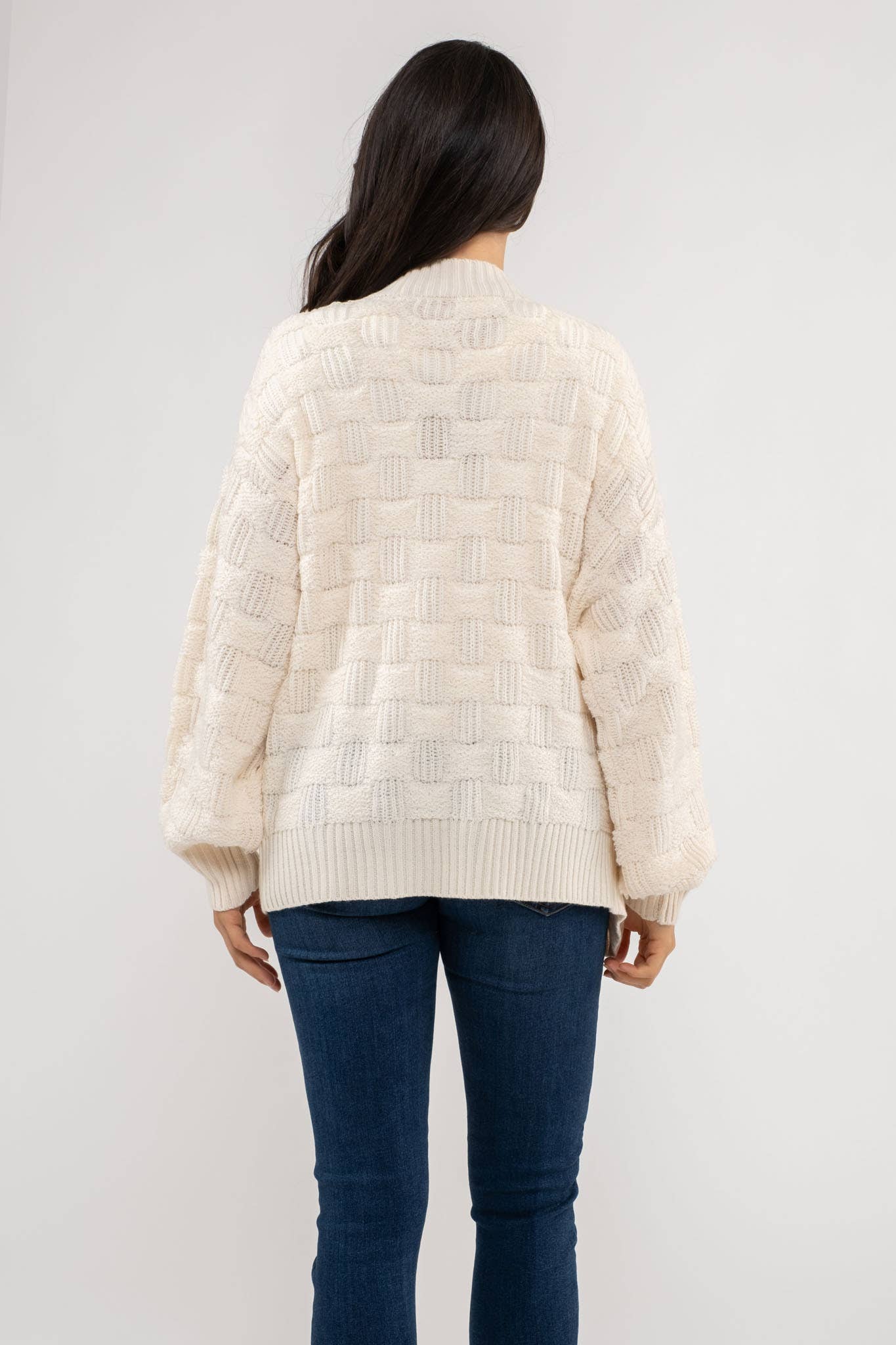 Blu Pepper - CHECKERED TEXTURED KNIT CARDIGAN