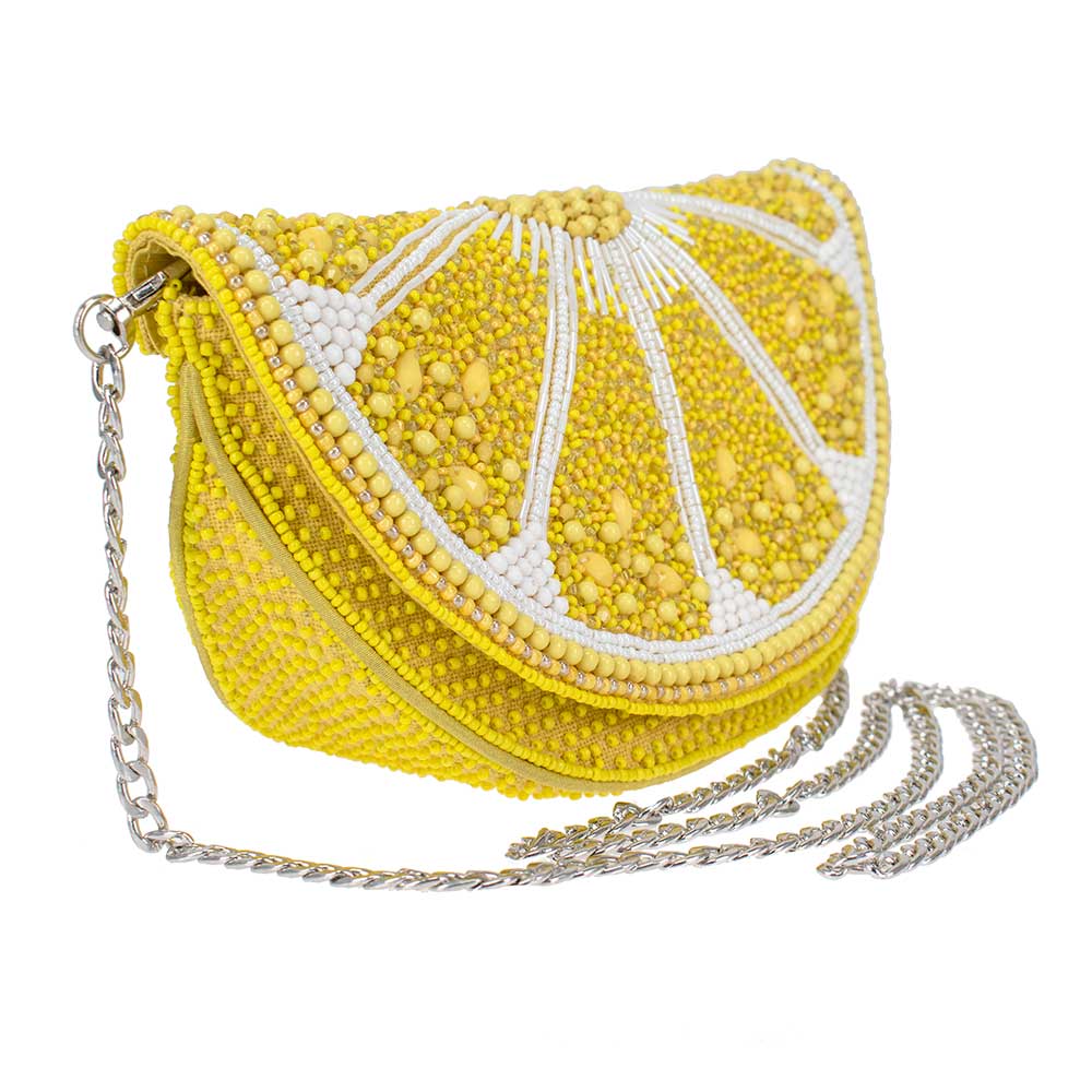 Mary Frances Accessories - Tart Beaded Lemon Crossbody Handbag