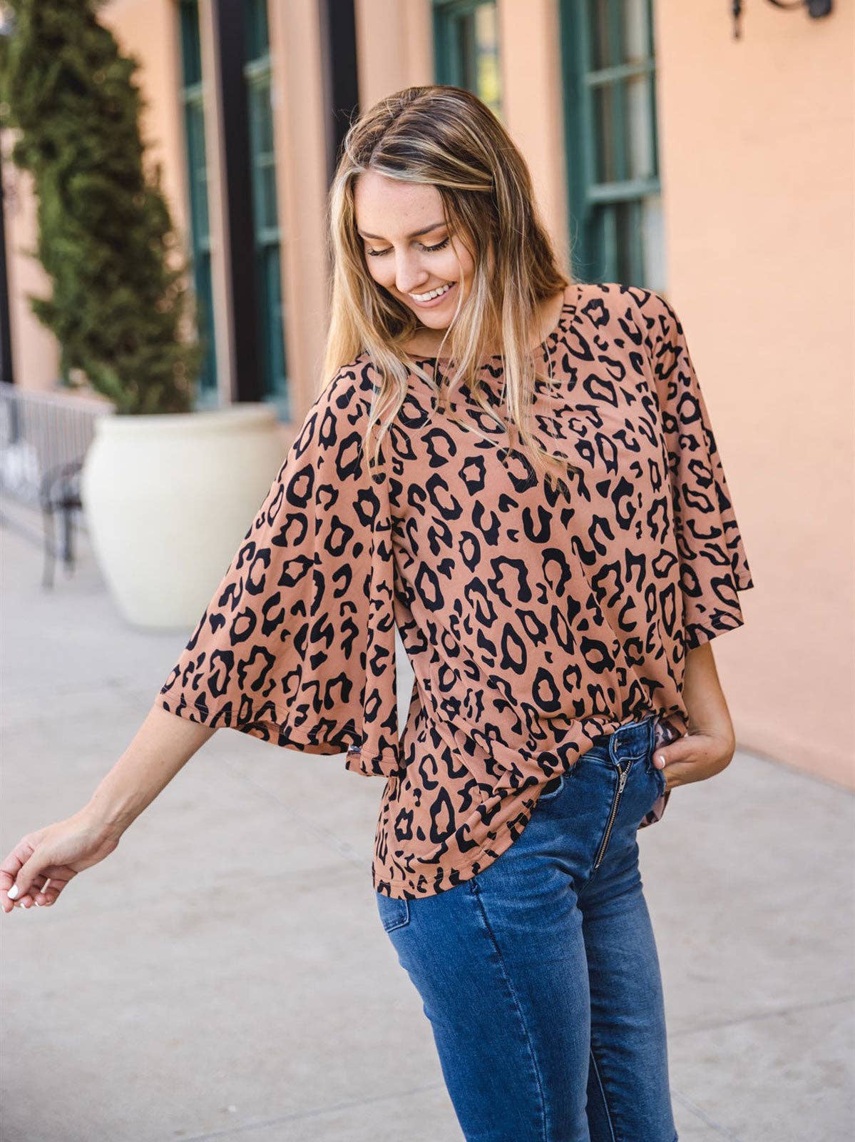 Leopard Print Bell Sleeve Austin Top