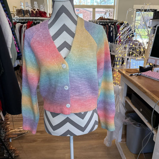 Long sleeve rainbow crop sweater